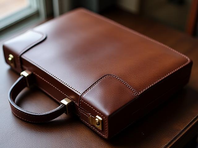 手作りの高級レザーブリーフケース